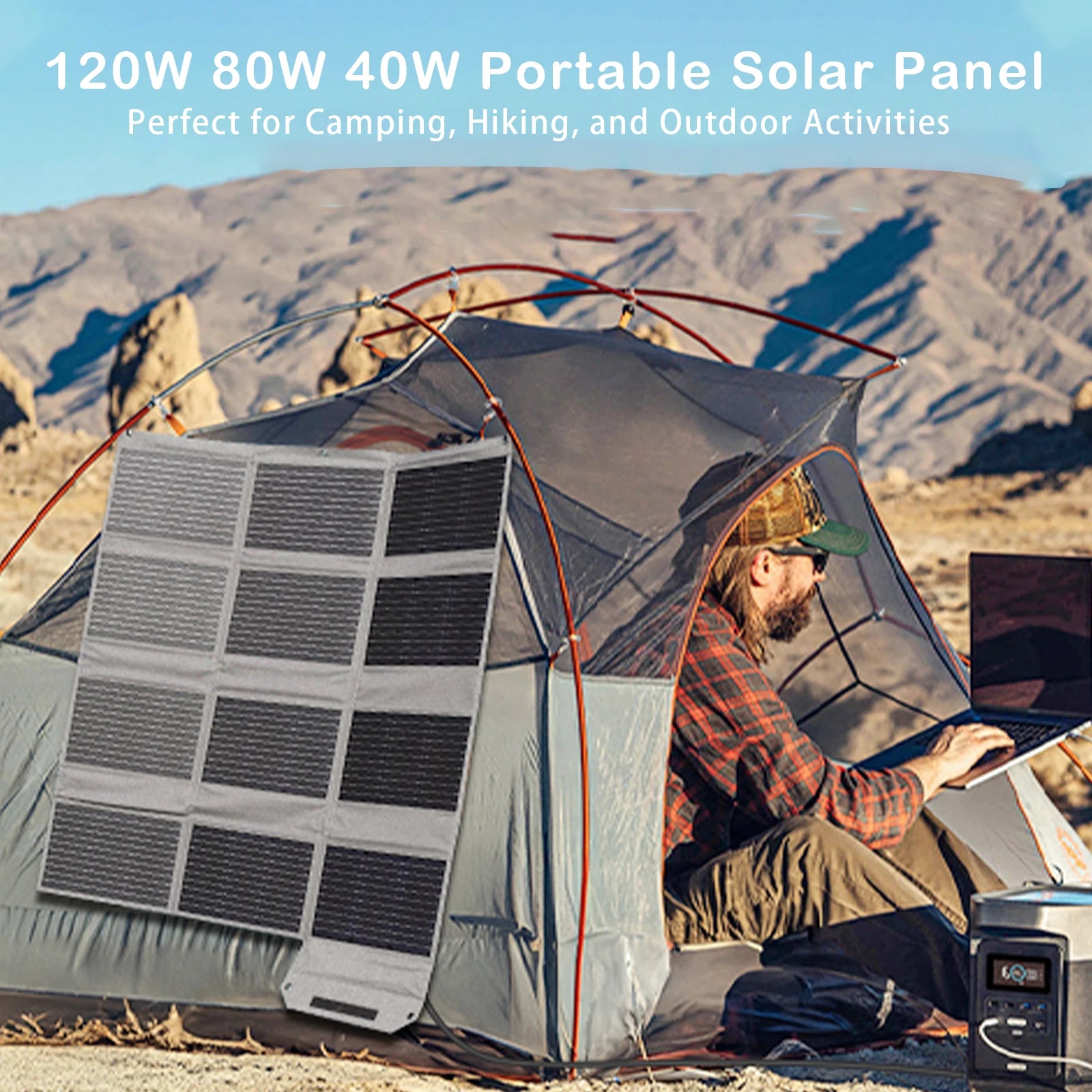 120W 80W 40W Portable Solar Panel 23.5% High Efficiency Foldable Solar Charger for Camping, RV, Emergency Power Supply