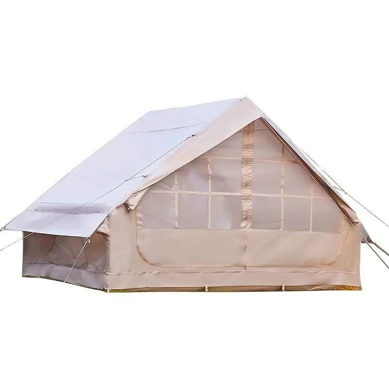 Large Luxury Inflatable Glamping Tent with Manual Hand Pump, Easy Setup 4 Season Anti-Snow Spacious Family Shelter, Weatherproof Air Tent for Outdoor Camping, Backyard Party & Wilderness Adventure