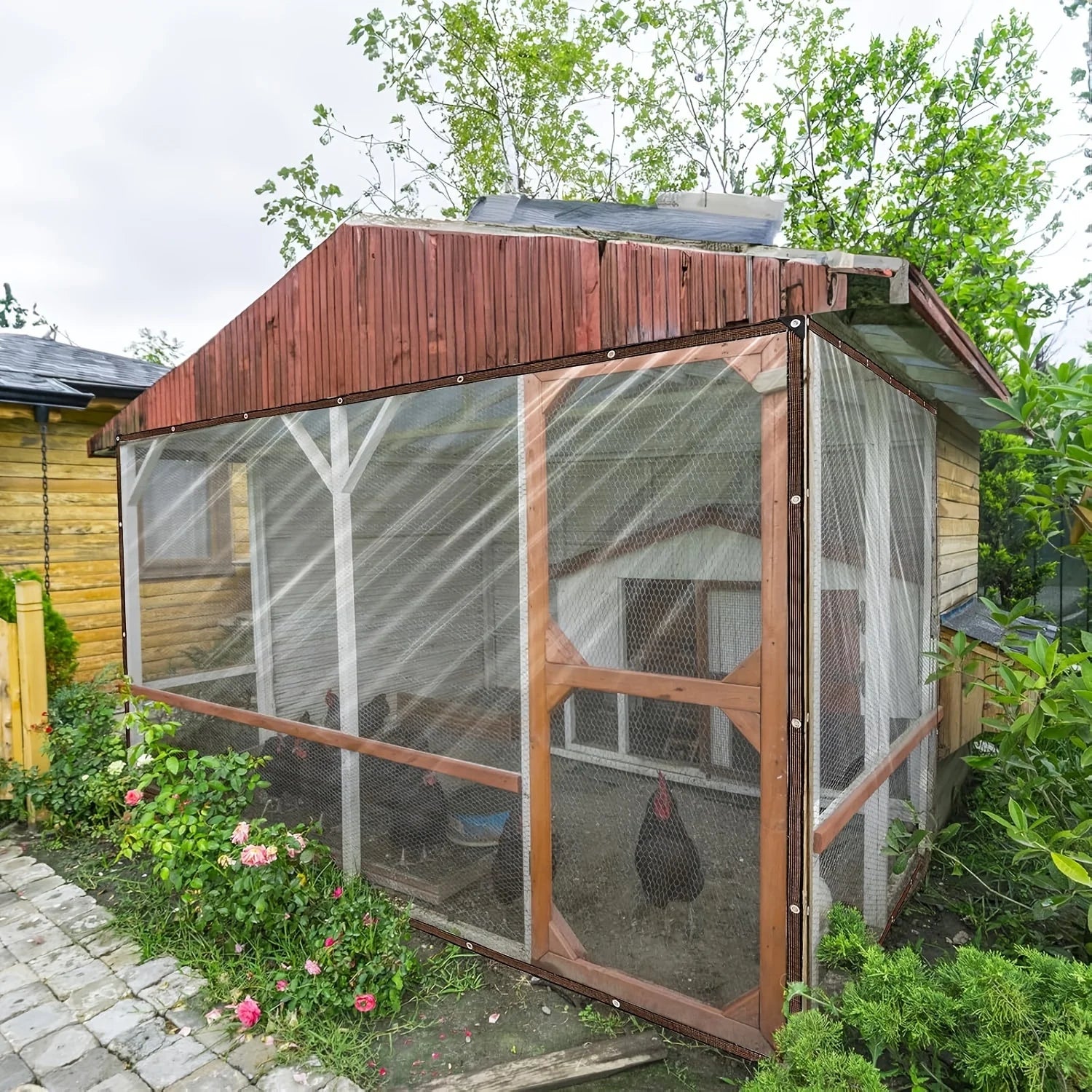 Camping Outdoor Transparent Rain Shelter - Thickened Waterproof and Sunscreen Fabric, Suitable for Tent Tops