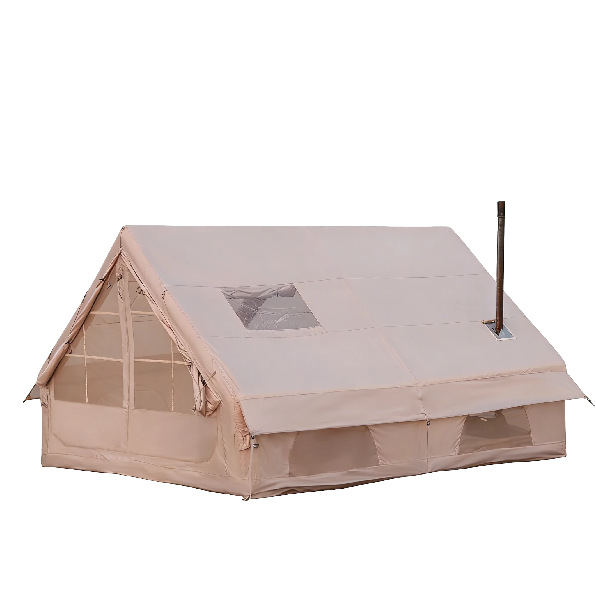 Large Luxury Inflatable Glamping Tent with Manual Hand Pump, Easy Setup 4 Season Anti-Snow Spacious Family Shelter, Weatherproof Air Tent for Outdoor Camping, Backyard Party & Wilderness Adventure