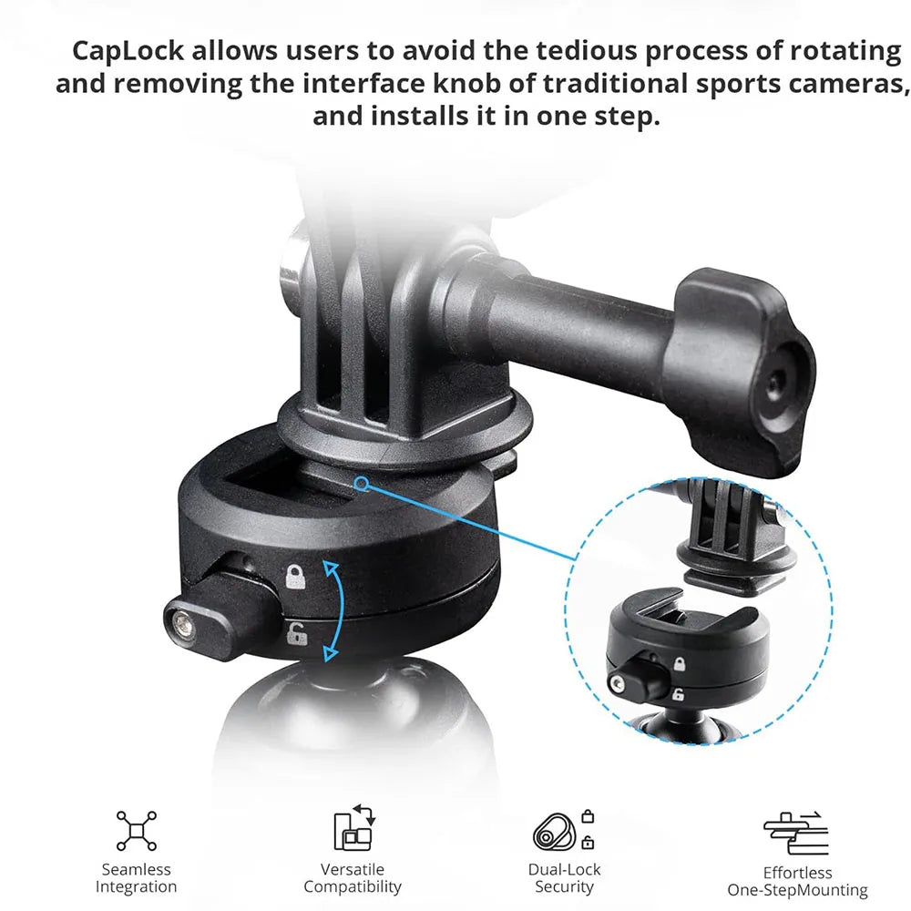 CapLock Extension Pole Tripod Selfie Stick with phone mount Set Fit Standard 1/4 Quick Release Action Camera Parts