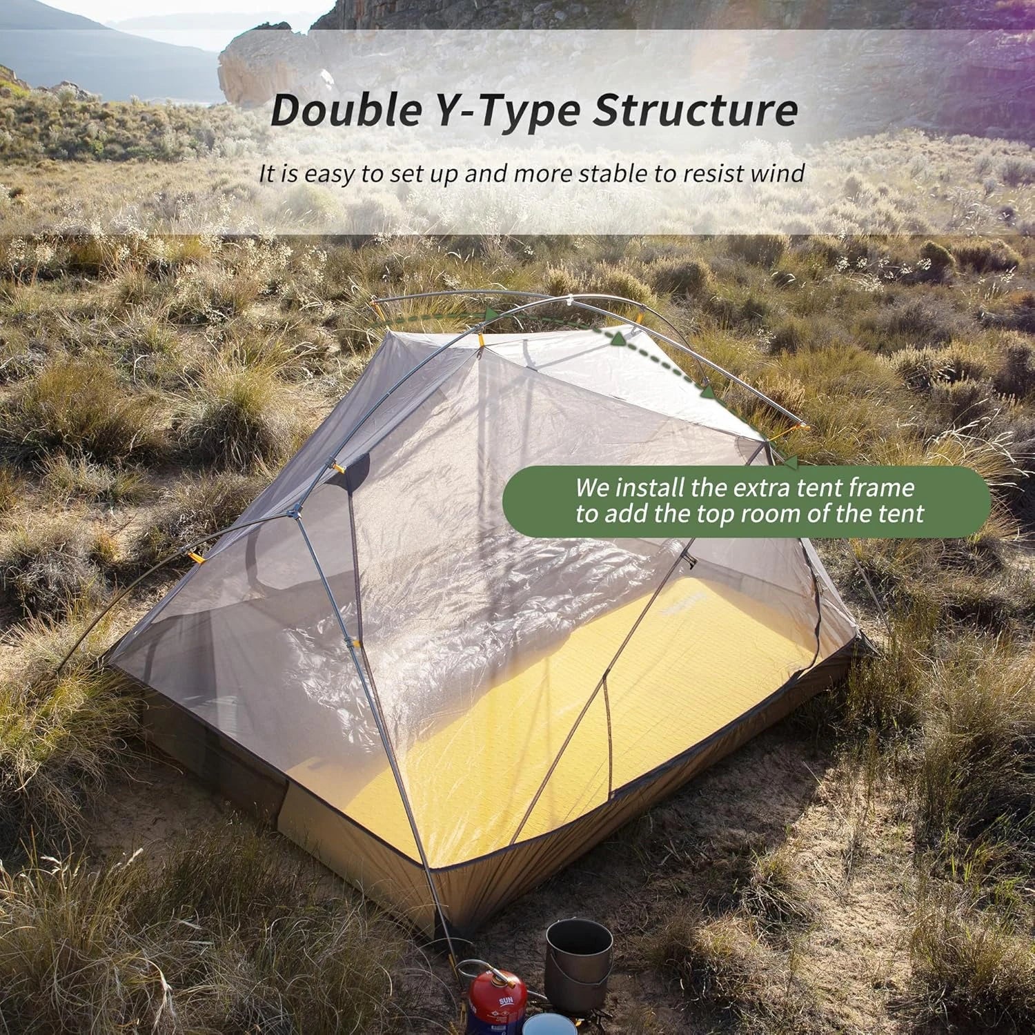 2 Person Backpacking Tent 210T Ultralight Travel Tent Waterproof Hiking Survival Outdoor Camping Tent