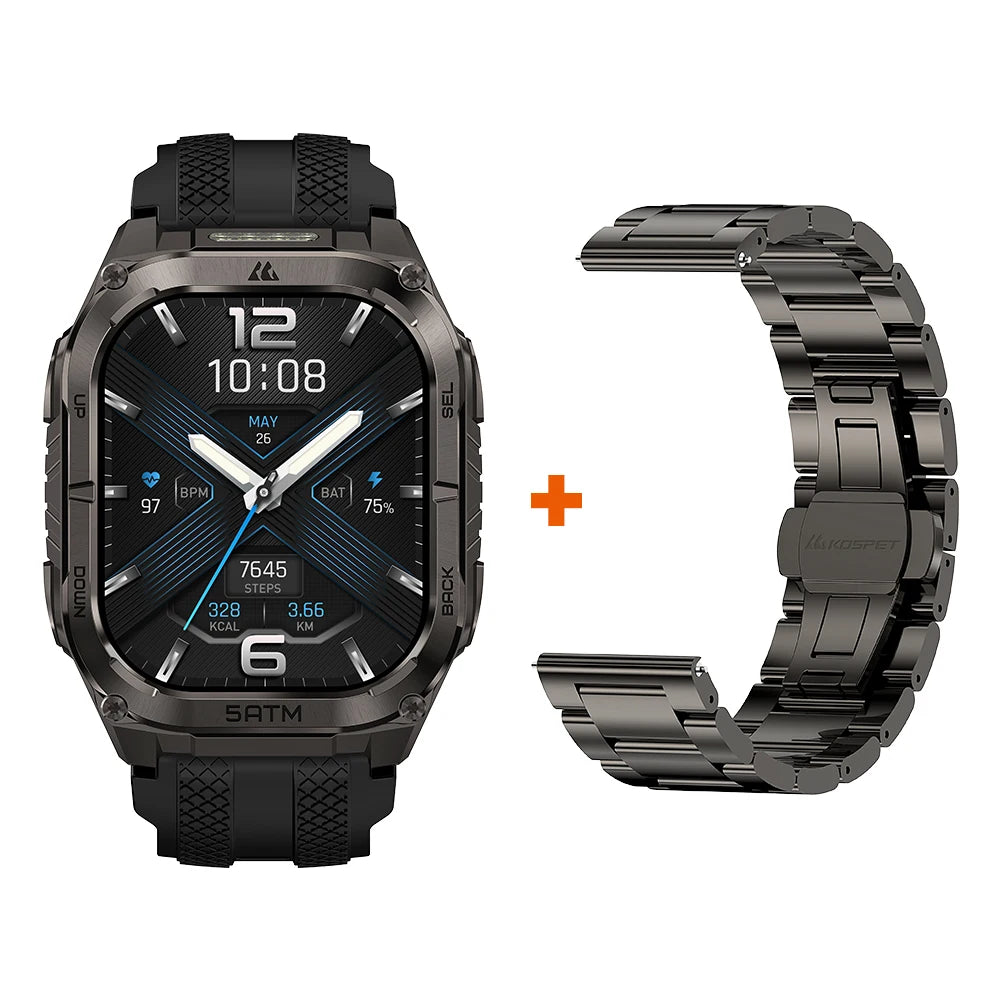 Advanced GPS Smartwatch for Men MIL-STD-810H Tough 5ATM Waterproof Integrated Flashlight & Health Tracking