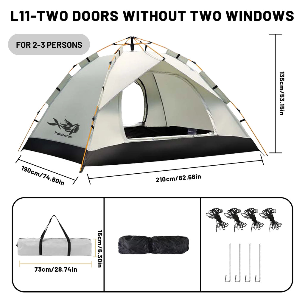 2-4 Person Automatic Pop Up Camping Tent, Instant Quick Setup Portable Windproof Tent, Lightweight Backpacking Shelter for Outdoor Travel Hiking Picnic