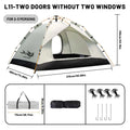 2-4 Person Automatic Pop Up Camping Tent, Instant Quick Setup Portable Windproof Tent, Lightweight Backpacking Shelter for Outdoor Travel Hiking Picnic