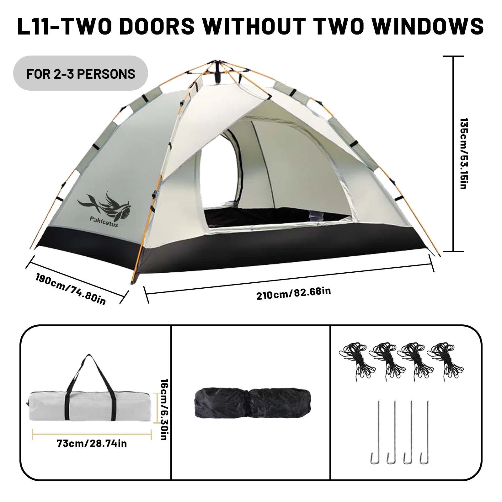 2-4 Person Automatic Pop Up Camping Tent, Instant Quick Setup Portable Windproof Tent, Lightweight Backpacking Shelter for Outdoor Travel Hiking Picnic