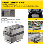 Portable Car Refrigerator, Mini Fridge With Freezer, With Built In Compressor Uses DC OR 110-240V, For Camping
