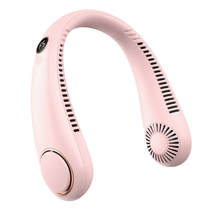 Mini Neck Mounted Fan Portable Bladeless Neck USB Rechargeable Air Cooler 5 File Speed Summer Sports Fan Outdoor Sports Fans
