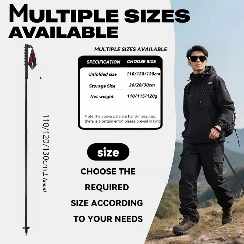2PCs Trekking Poles Carbon Fiber 115g Ultra-Light For Hiking & Camping. Foldable Outdoor Gear