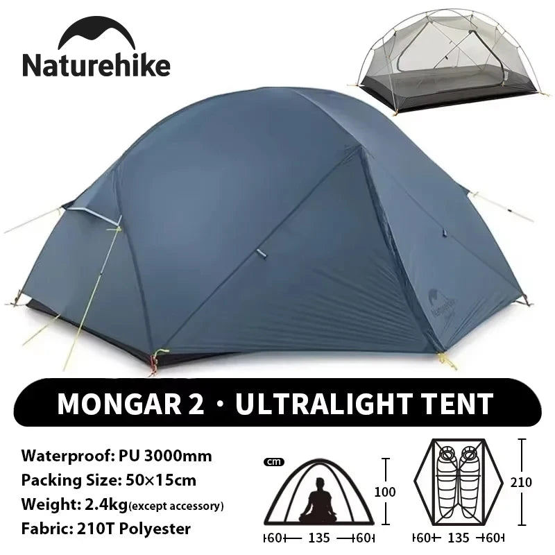 2 Person Backpacking Tent 210T Ultralight Travel Tent Waterproof Hiking Survival Outdoor Camping Tent