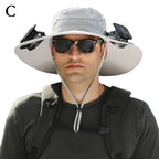 Outdoor Camping Fishing Hiking Sunscreen Fisherman Hat Solar Fan Cap Portable Solar Charging Cap with Fan Suitable