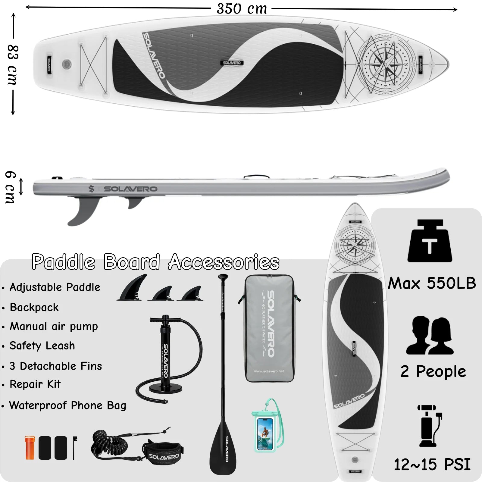 Stand Up Paddle Board, Inflatable Paddle Board with Premium Accessories, SUP Board with Non-Slip EVA Deck, Suitable for Sea Lake