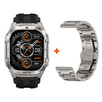 Rugged Smartwatch for Men Military-Grade GPS Watch with Flashlight 5ATM Waterproof Health & Fitness Tracker