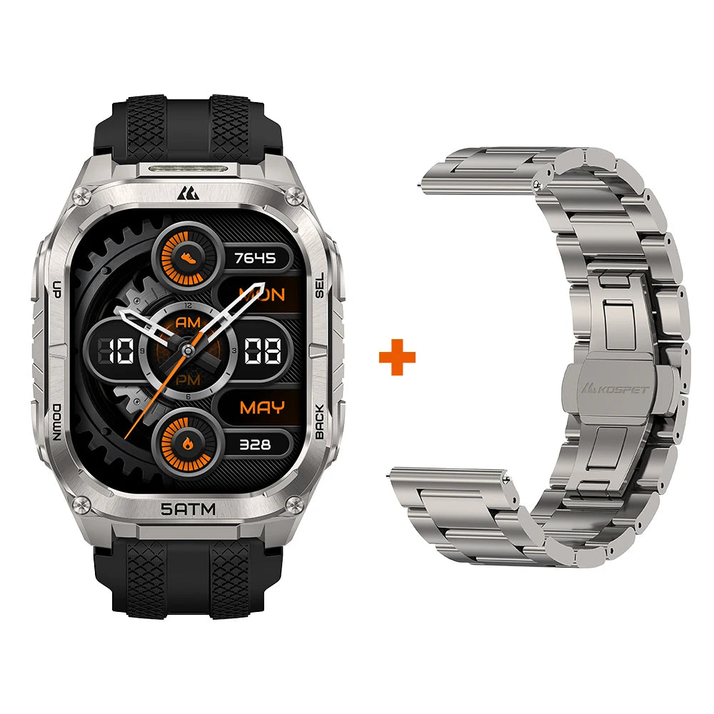 Rugged Smartwatch for Men Military-Grade GPS Watch with Flashlight 5ATM Waterproof Health & Fitness Tracker