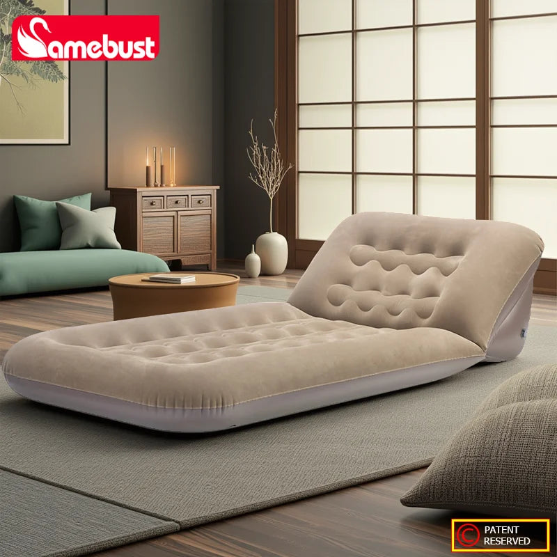 CAMEBUST Foldable Interior Air Mattress Inflatable Adjustable Sofa Bed Sleeping Mat for Home And Outdoor Use Brown/Grey