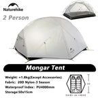 2 Person Tent 20D Nylon 210T Waterproof Ultralight Camping Hiking Tent with Mat Backpacking Travel Tent