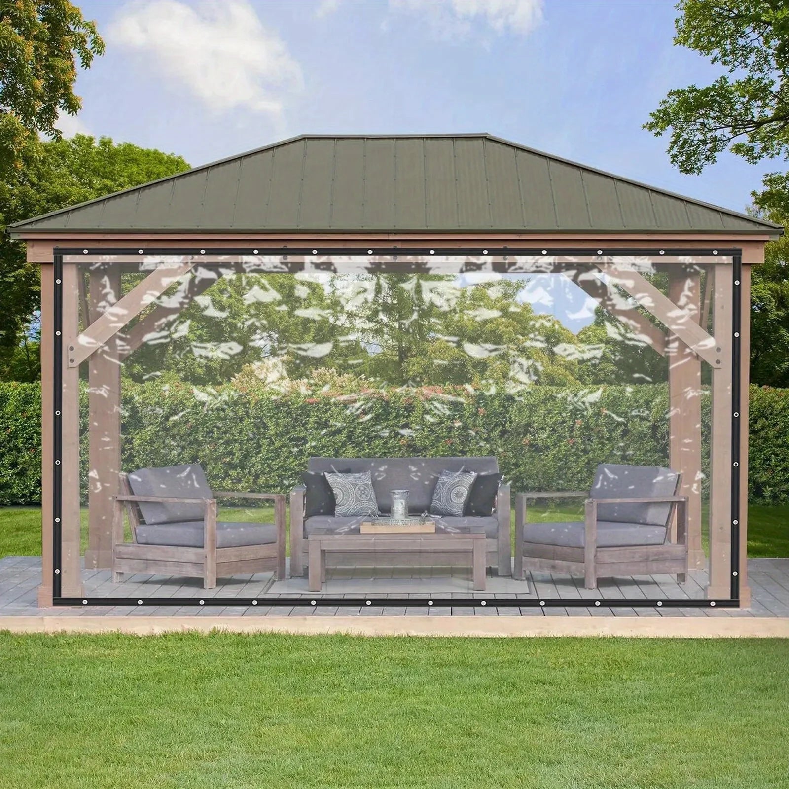 Camping Outdoor Transparent Rain Shelter - Thickened Waterproof and Sunscreen Fabric, Suitable for Tent Tops