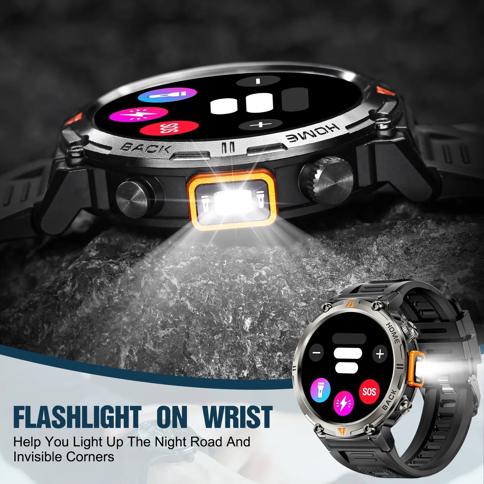 Smart Watch For Men With Bluetooth Calling & Full Touch Screen, Has Health Monitor For Heart Rate And Has Flashlight