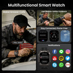 Rugged Smartwatch for Men Military-Grade GPS Watch with Flashlight 5ATM Waterproof Health & Fitness Tracker
