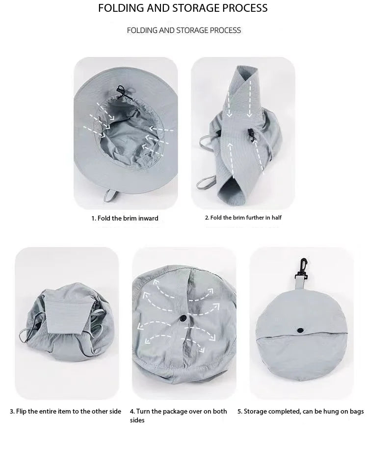 1PCWaterproof Fisherman Hat Can be Receivable Bag Basin Hat Summer Thin Quick-drying Outdoor Mountaineering Hat Men's Sun Hat fo