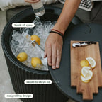 Outdoor Cooler Side Table 2 in 1, Black, 21 inch
