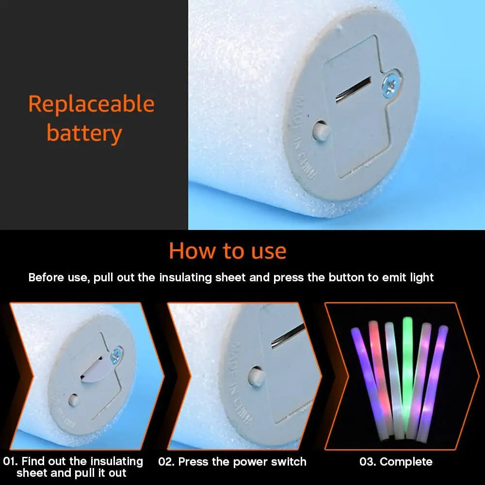 100Pcs LED Glow Sticks Bulk Colorful RGB Tube Dark Light for Party Or Camping And Hiking