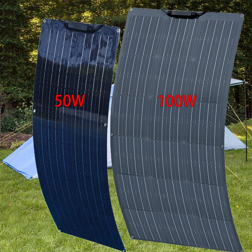 12V 50W, 19.8V 100W Flexible Photovoltaic Solar Panels, Battery Charger For Car, Boat, Camper, Campsite