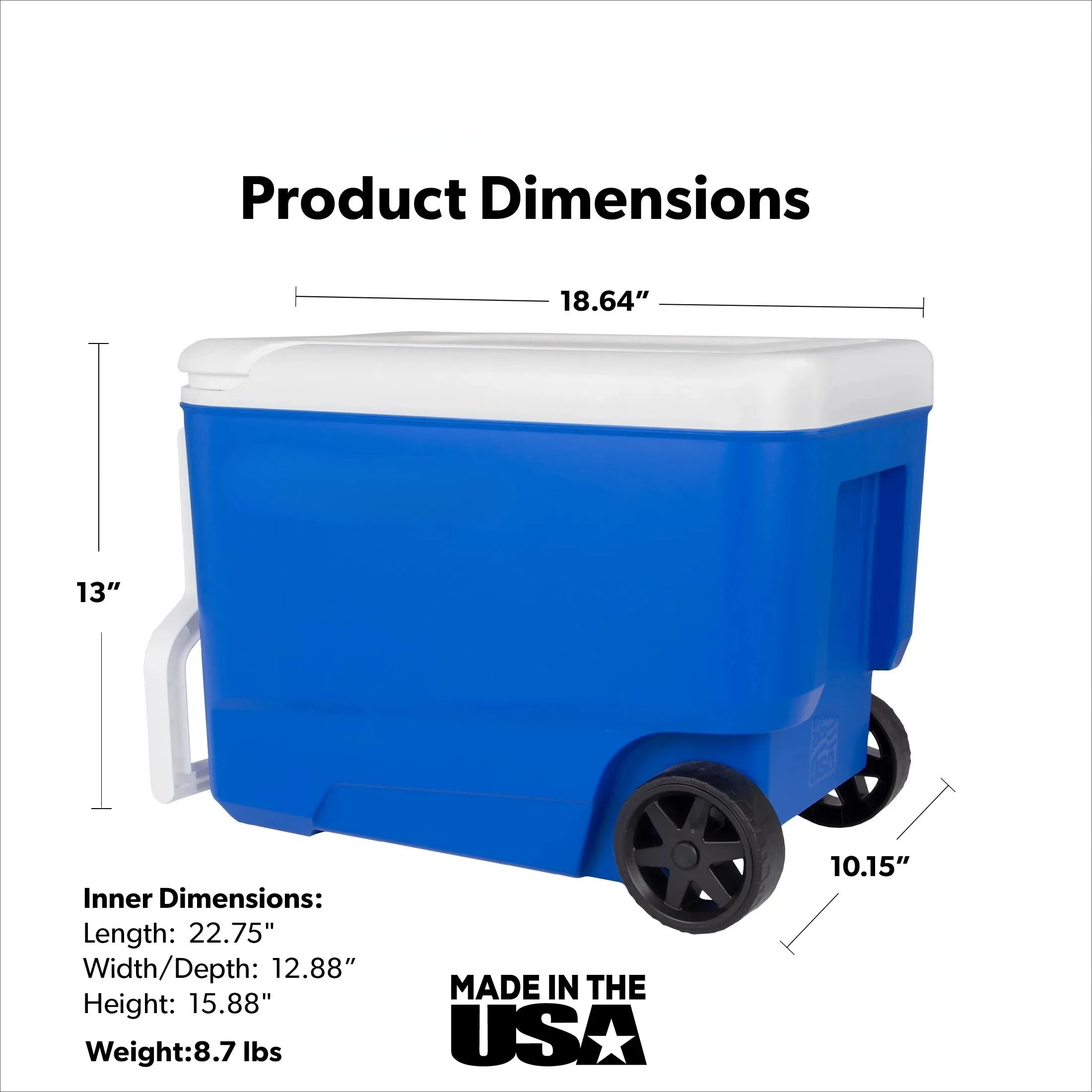 Wheelie Cool 38 QT Hard Sided Cooler with Wheels, Blue