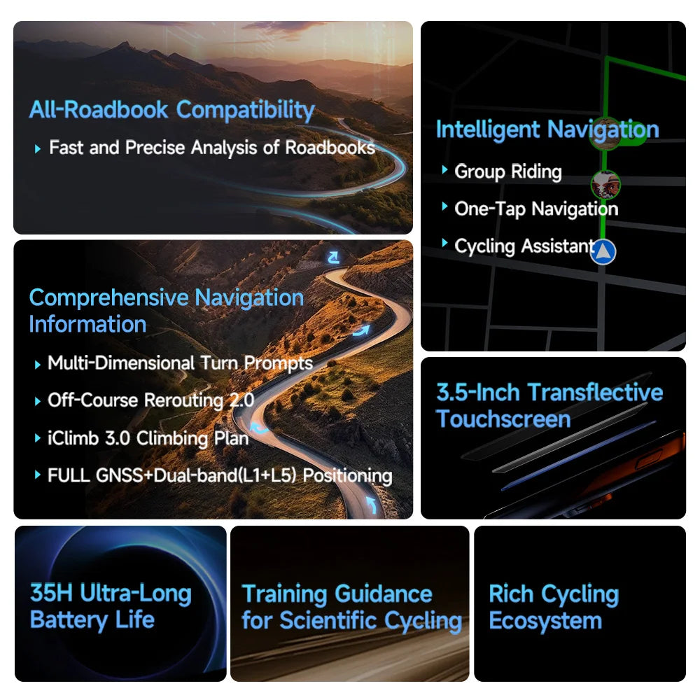 GPS Computer  Touchscreen Map Navigation 35 Hours Battery Life  IPX7 Waterproof Route Planning