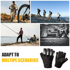 LED Gloves Mountain Hiking Cycling Fishing Outdoor Night Sports Anti Slip Lighting Touch Screen Half Finger Men Green