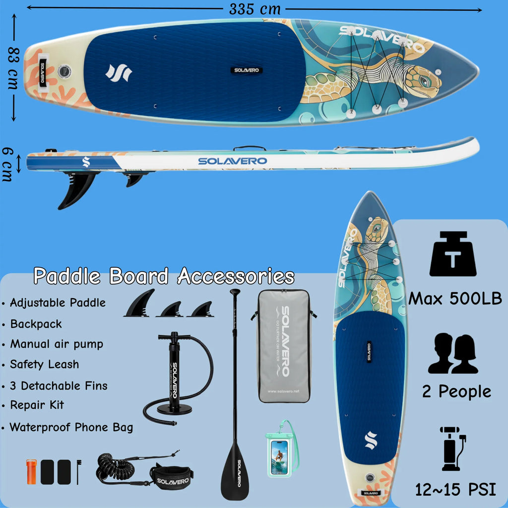 Stand Up Paddle Board, Inflatable Paddle Board with Premium Accessories, SUP Board with Non-Slip EVA Deck, Suitable for Sea Lake