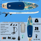 Stand Up Paddle Board, Inflatable Paddle Board with Premium Accessories, SUP Board with Non-Slip EVA Deck, Suitable for Sea Lake