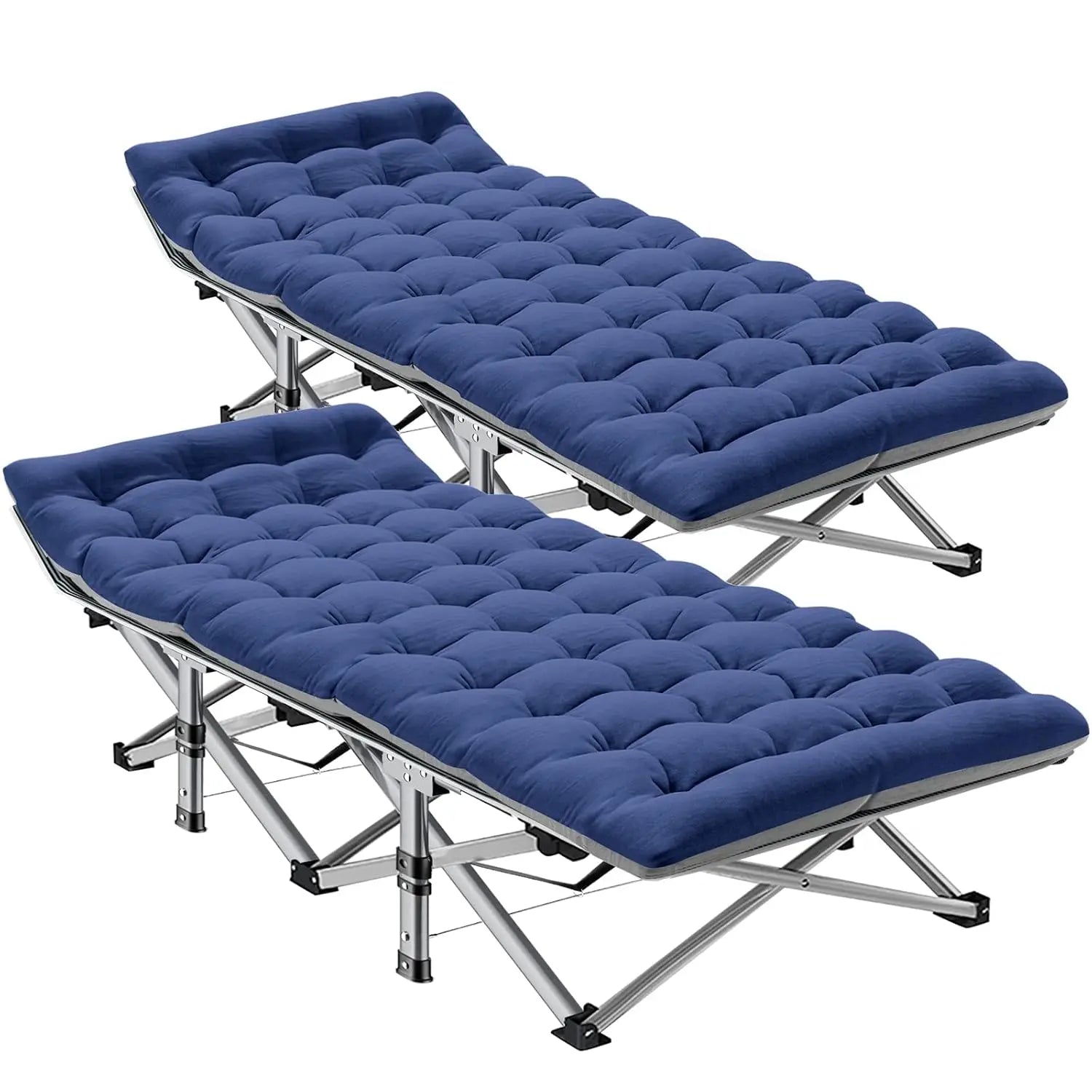 2PK XXL Camping Cot for Adults 900LBS  Oversized Folding Bed with Mattress Pad, Heavy Duty 1200D Oxford, Customized