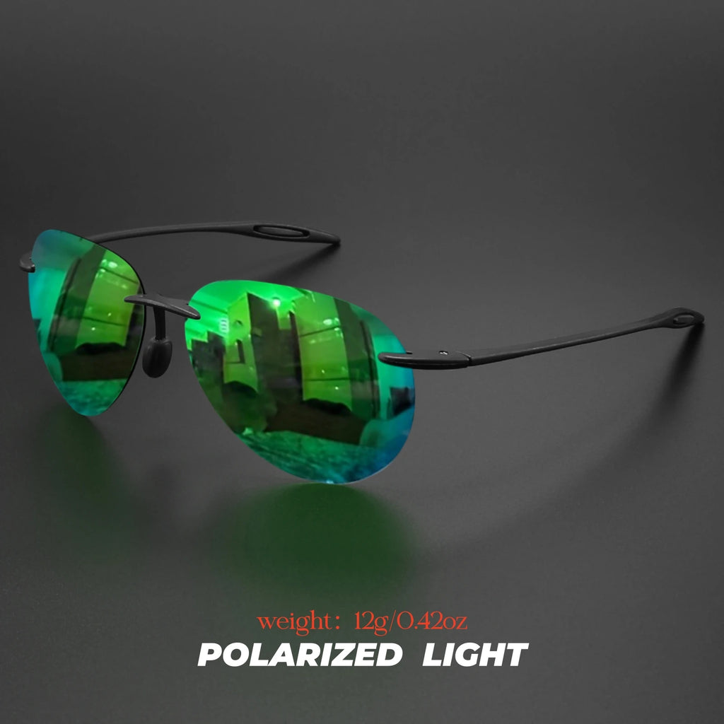 Ultra Light 12g TR90 Frameless Polarized Aviator Sunglasses - Flexible & Comfort Fit Unisex for Driving, Fishing, Outdoor