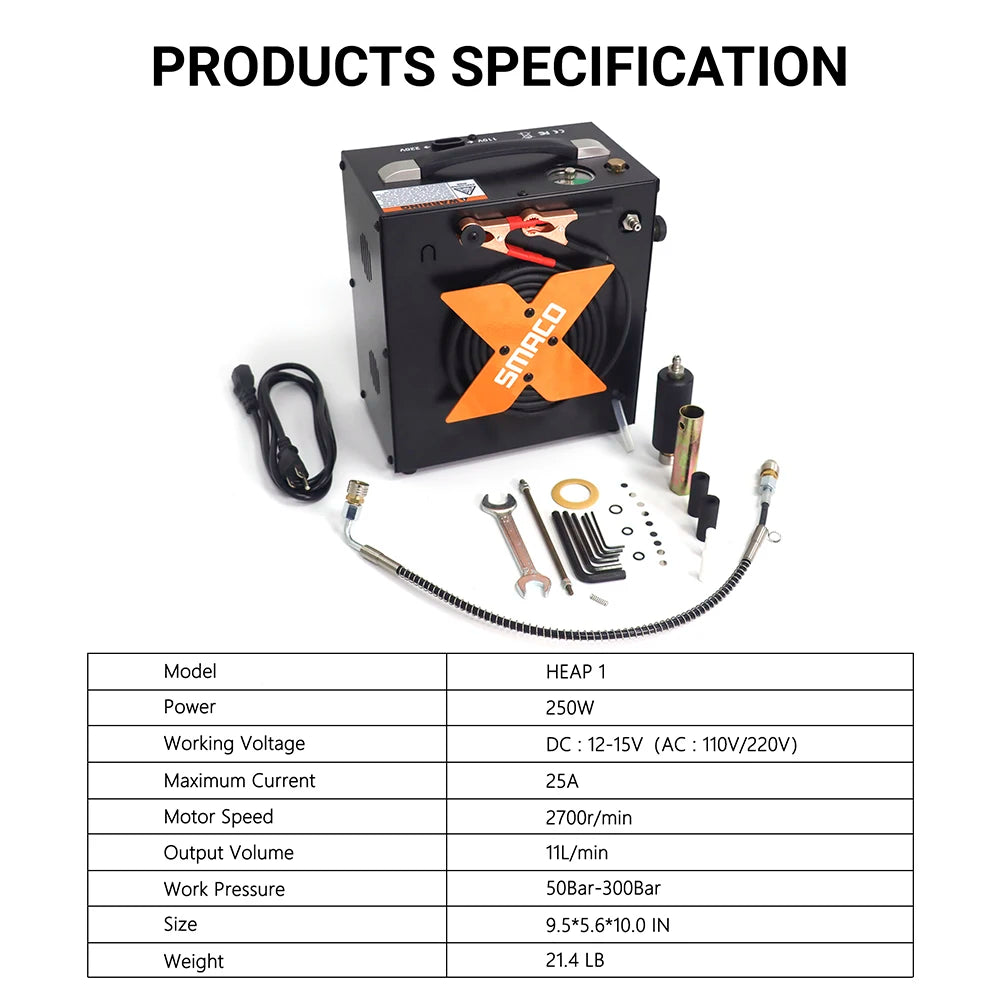 Portable High Pressure Air Compressor 4500psi/30mpa For Scuba Tank Hpa Pump Oil Free. 12v Dc Or 220v Ac