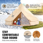 Canvas Bell Tent 4 Seasons 5m Yurt Tent Canvas Tent for Camping with Stove Breathable Tent Holds up to 8 People