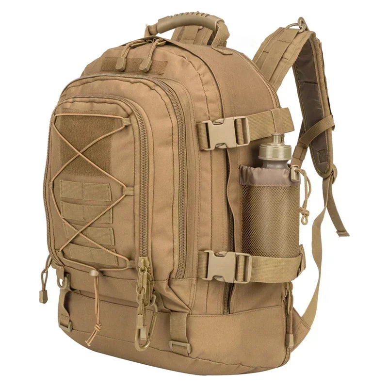 Extra Large 60L Tactical Water Resistant Backpack For Men & Women, For Camping, Fishing, Hiking, Travel & Laptop