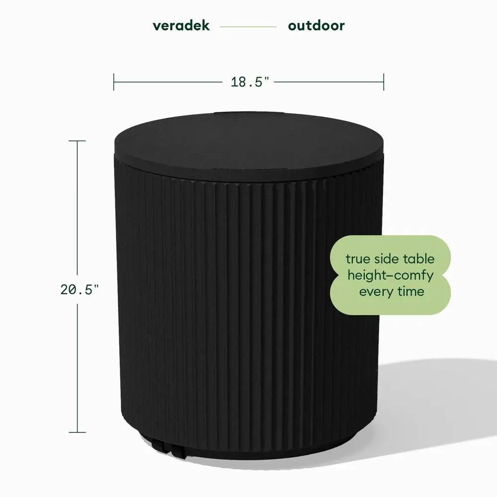 Outdoor Cooler Side Table 2 in 1, Black, 21 inch
