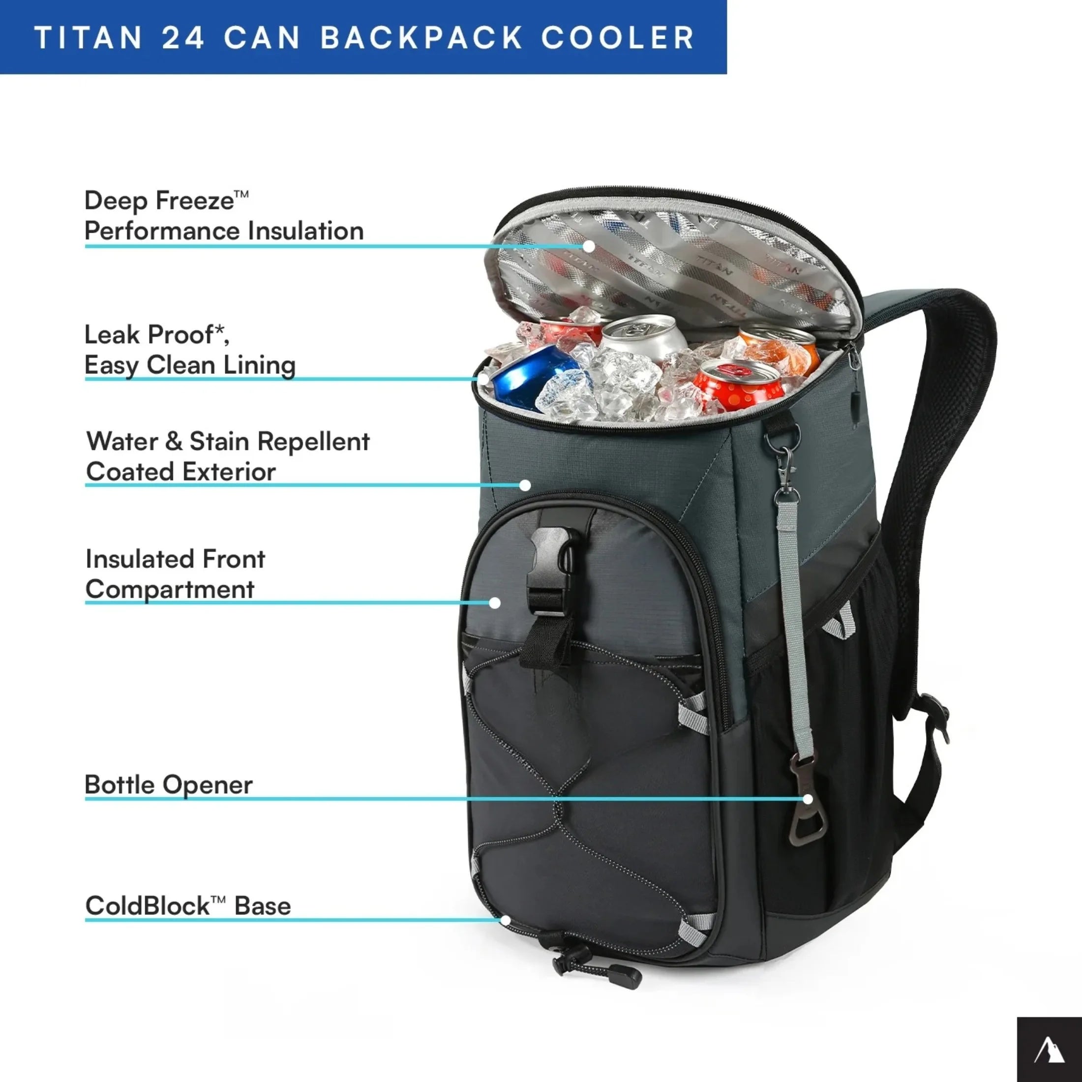 24 Can Backpack Cooler, 16 Quart, Basalt Gray