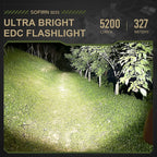 70.3 HI LED Flashlight Tactical 5200lm Powerful 21700 USB C Rechargeable Torch with Tail E-switch Outdoor Light