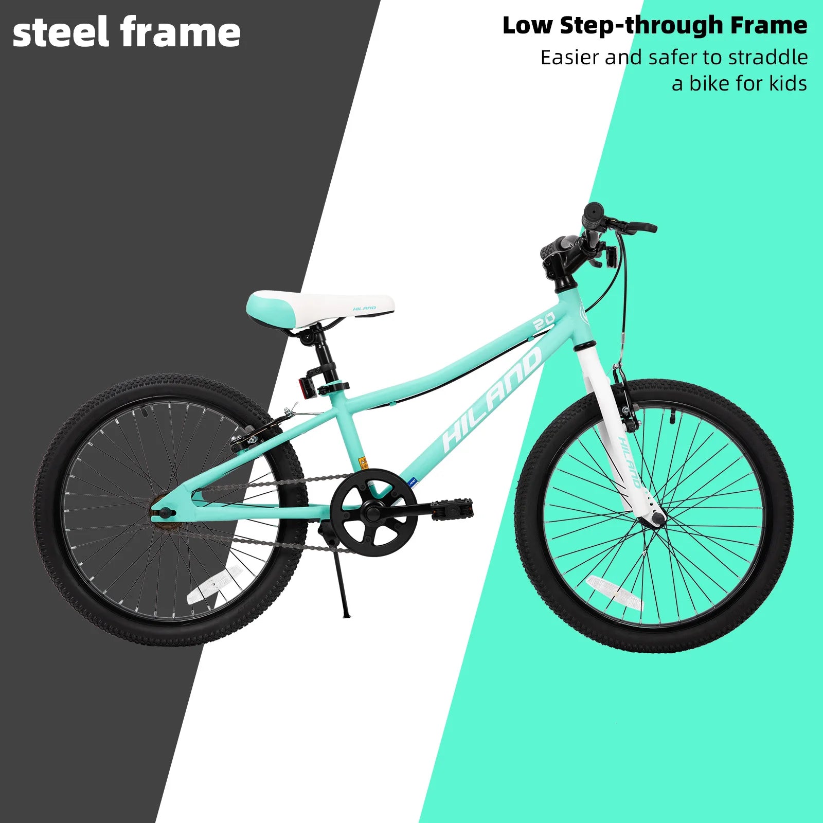 20 Inch Kids Mountain Bike for Boys, Girls, Single Speed Kids Bicycles with Dual Handbrakes and Kickstand ﻿