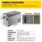 Portable Car Refrigerator, Mini Fridge With Freezer, With Built In Compressor Uses DC OR 110-240V, For Camping