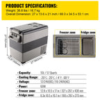 Portable Car Refrigerator, Mini Fridge With Freezer, With Built In Compressor Uses DC OR 110-240V, For Camping