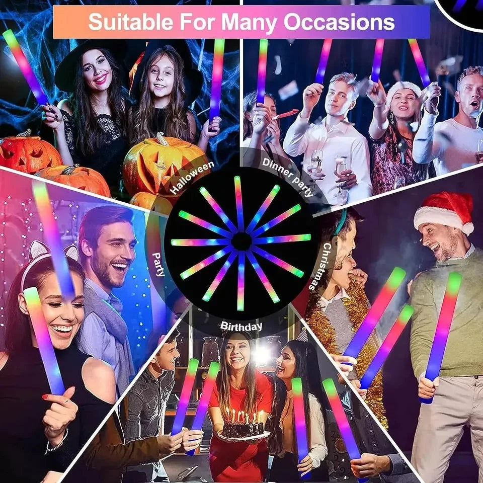 100Pcs LED Glow Sticks Bulk Colorful RGB Tube Dark Light for Party Or Camping And Hiking