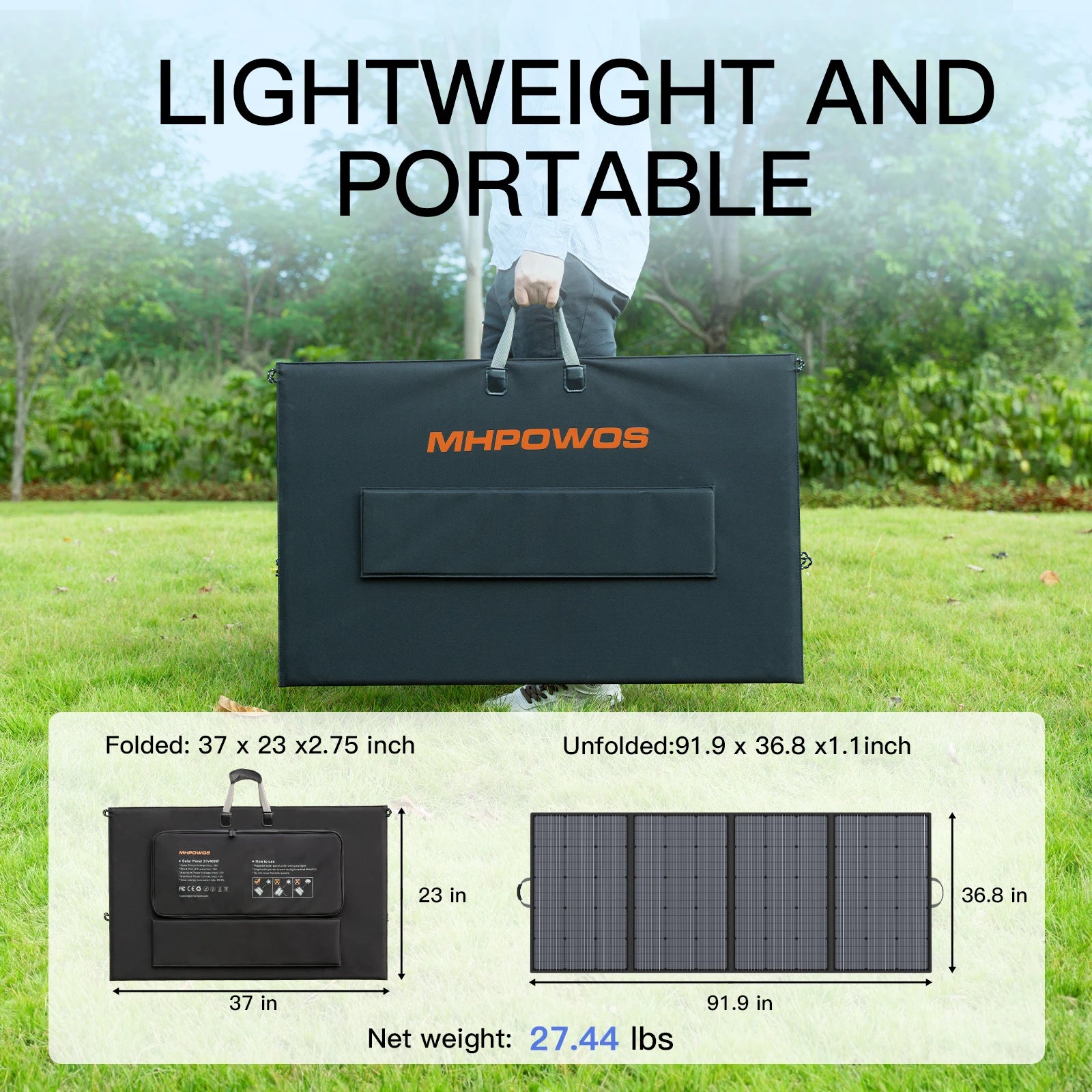 400W Portable Solar Panel 31 V Foldable Solar Panels Charger with 7 in 1 Solar Cable for Camping , Outdoor, Powerstation