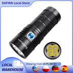 8000 Lumen Powerful LED Flashlight  With 4 SST40 USB C Rechargeable Batteries