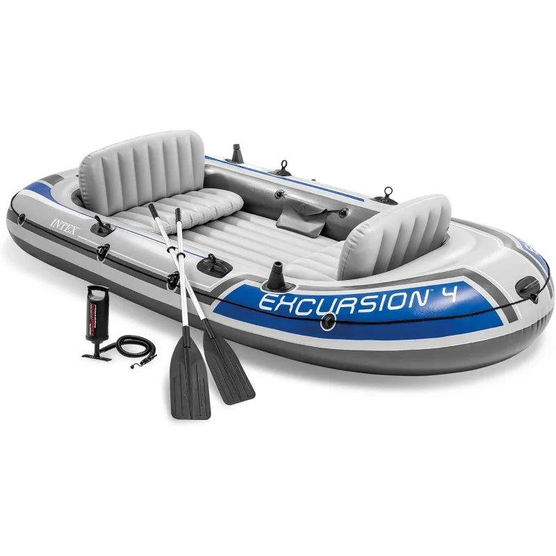 Inflatable Boat Set: Includes Deluxe 54in Boat Oars and High-Output Pump – Adjustable Seats