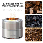19 Inch Smokeless Fire Pit for Outdoor Wood Burning,  Portable 304 Stainless Steel Camping Stove , Perforated  Fireplace