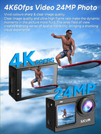 Pro 4K Dual Waterproof Touch Screen Action Camera With WiFi & Night Vision