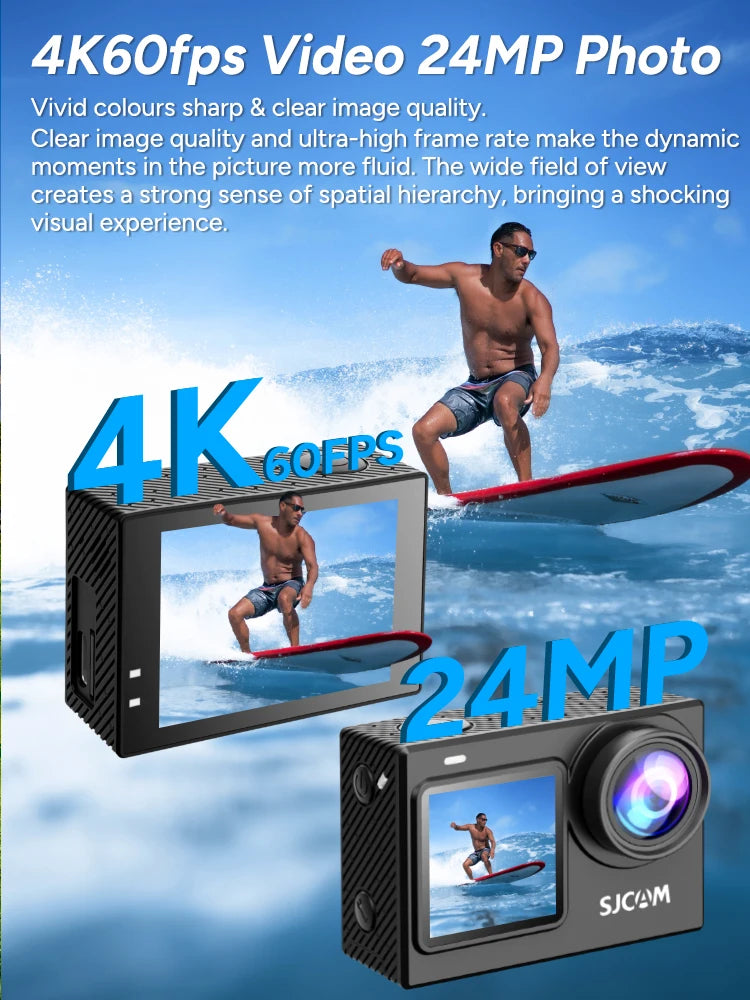 Pro 4K Dual Waterproof Touch Screen Action Camera With WiFi & Night Vision